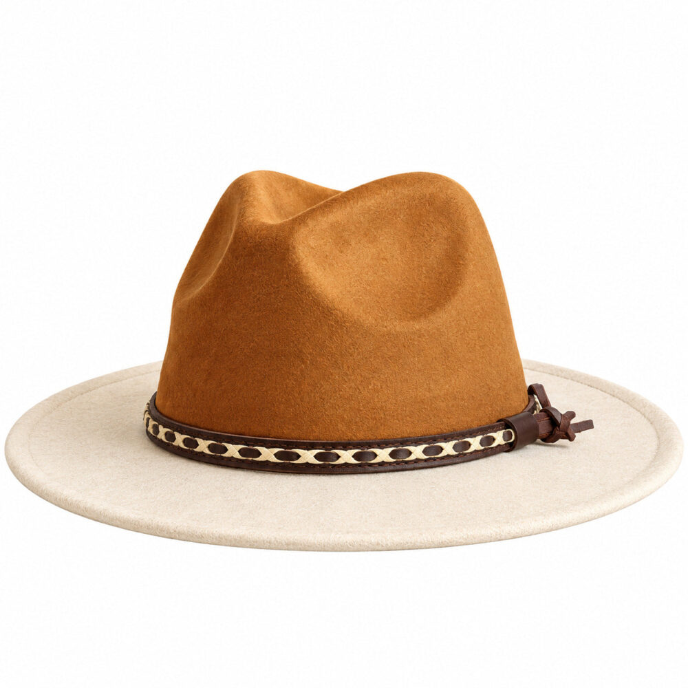 Cotton-Blend Fedora Hat with Braided Band