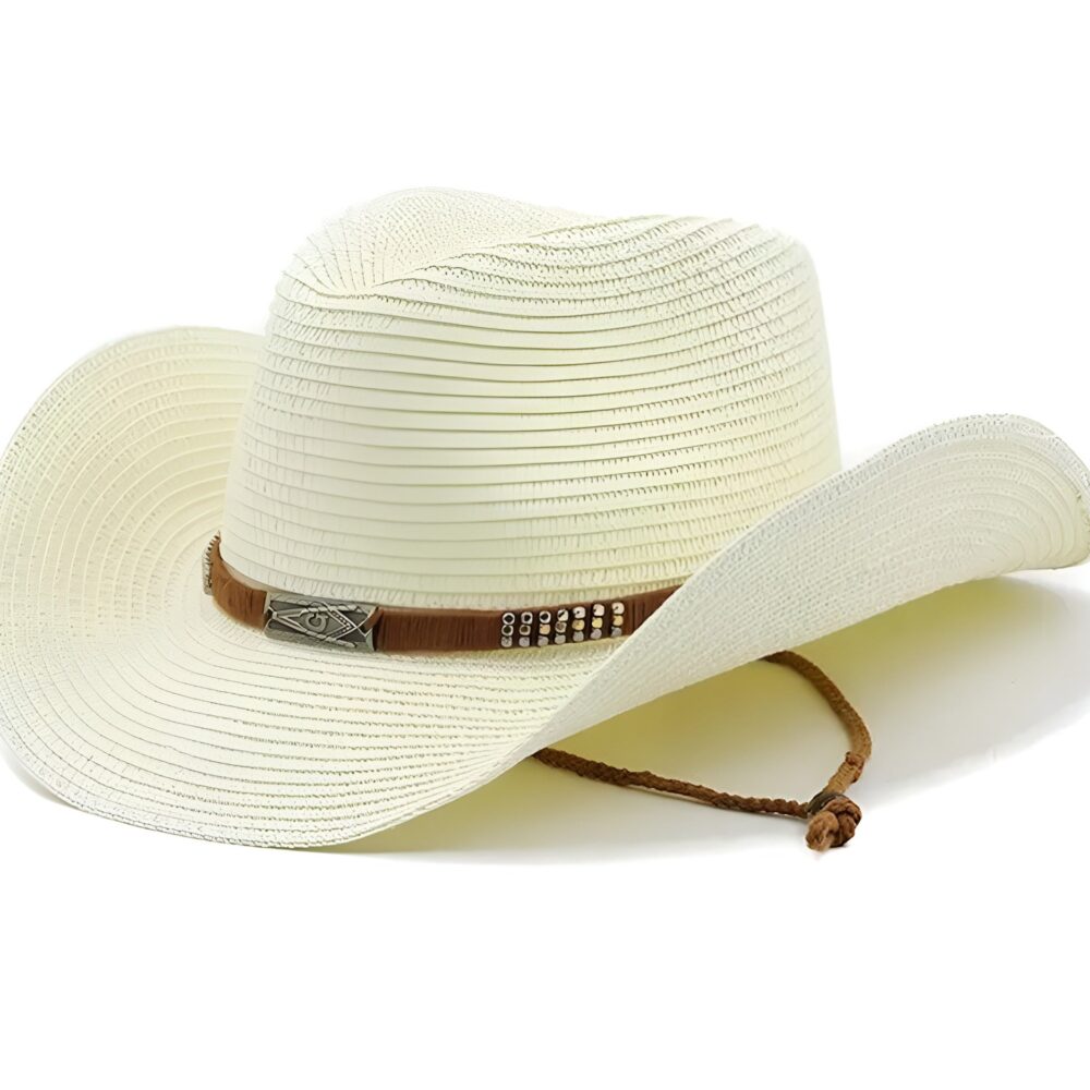 Adjustable Straw Cowboy Hat, 22–23.6 in