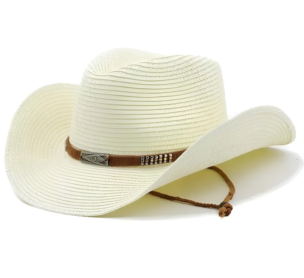 Adjustable Straw Cowboy Hat, 22–23.6 in