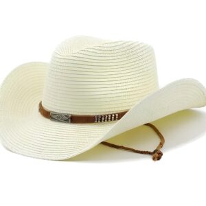Adjustable Straw Cowboy Hat, 22–23.6 in