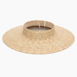 High-Crown Straw Hat with Flat Brim