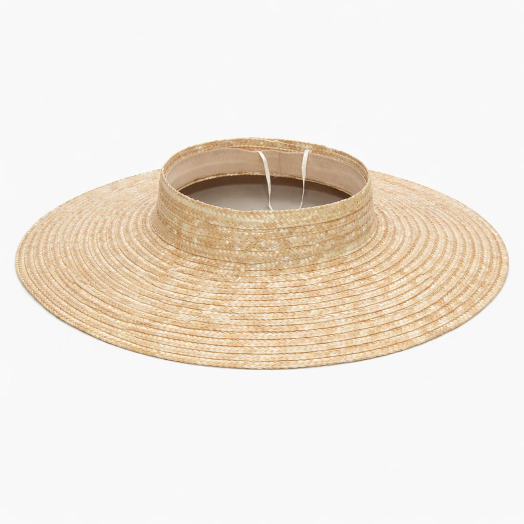 High-Crown Straw Hat with Flat Brim