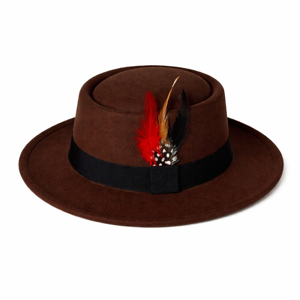 Cotton Fedora Hat with Feather