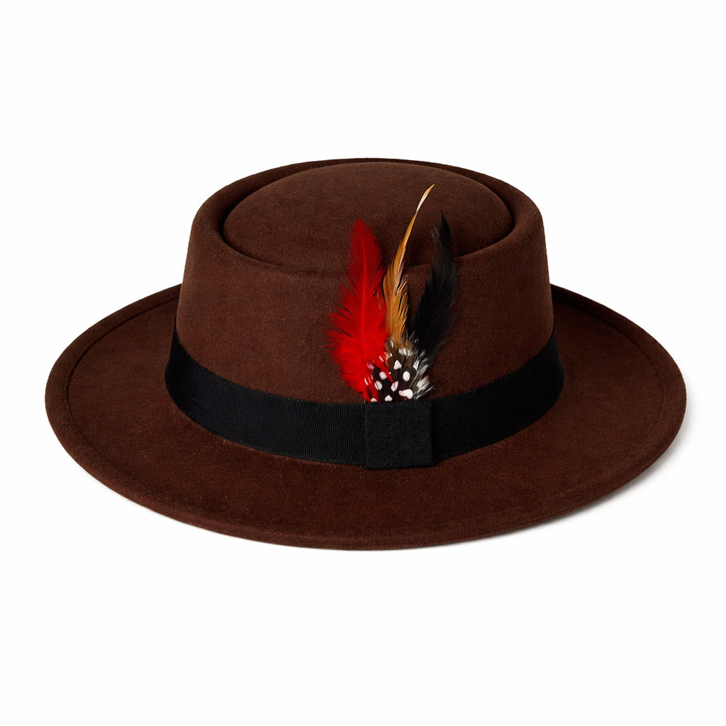 Cotton Fedora Hat with Feather