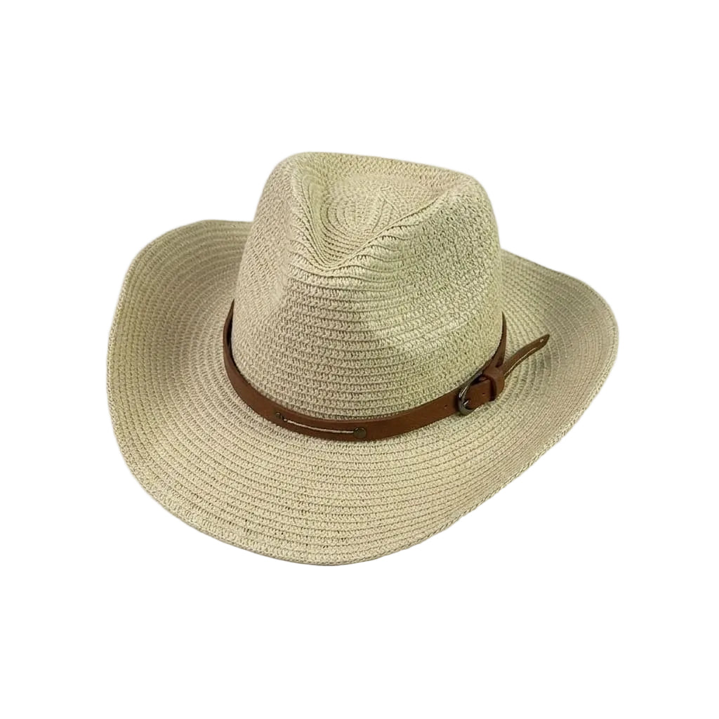 Cowboy Straw Hat with Leather-Look Band