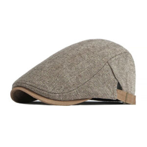 Men's Herringbone Flat Cap with Adjustable Strap
