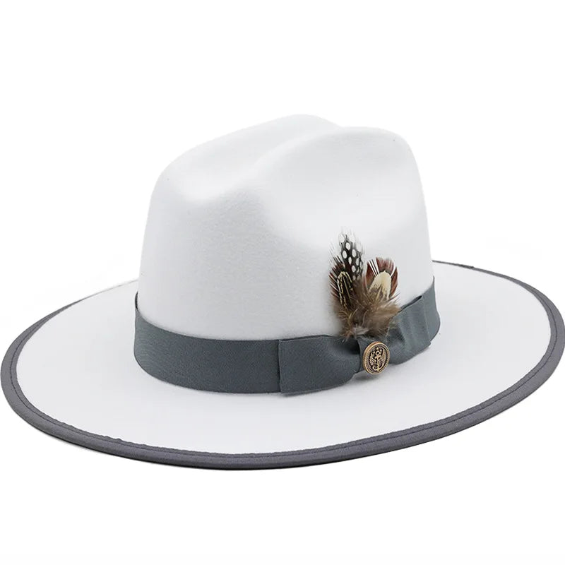 Felt Fedora Hat with Feather Detail