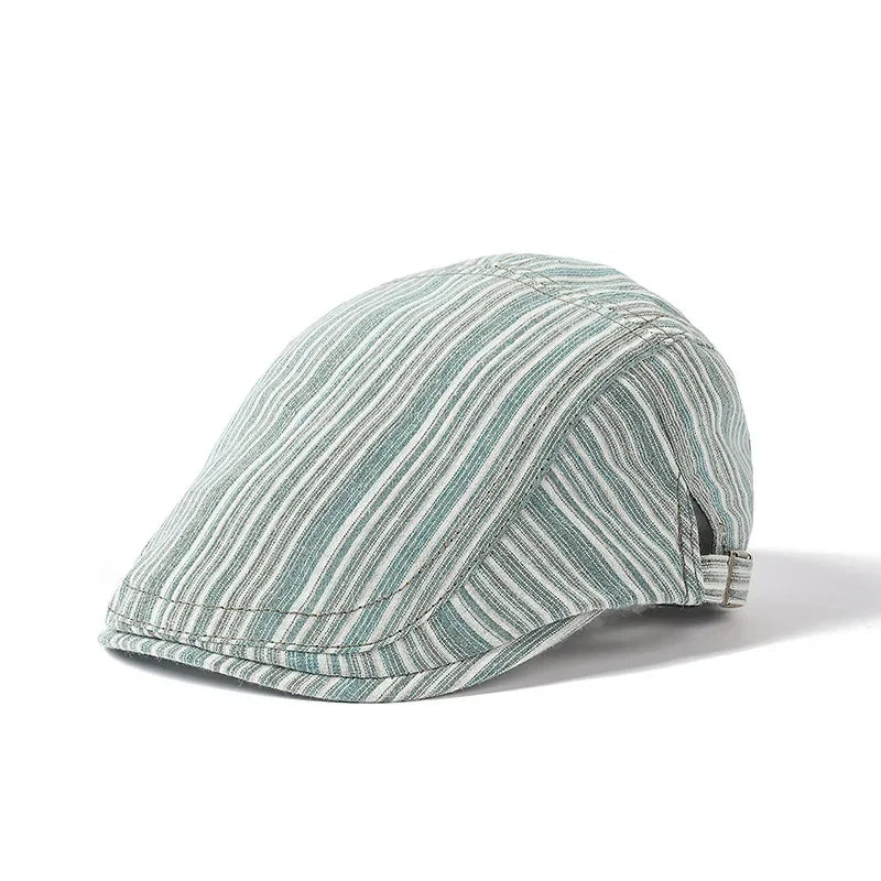 Men's Striped Cotton Flat Cap