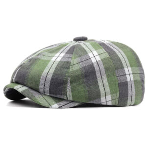 Adjustable Plaid Cotton Newsboy Cap