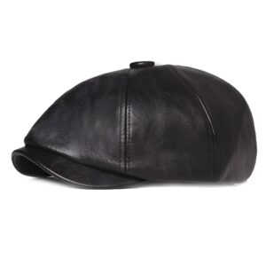 Genuine Leather Newsboy Cap
