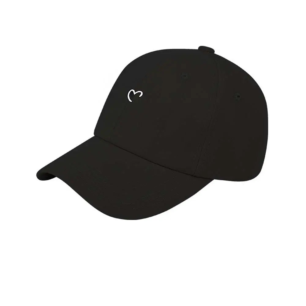 Cotton Baseball Cap with Heart Embroidery