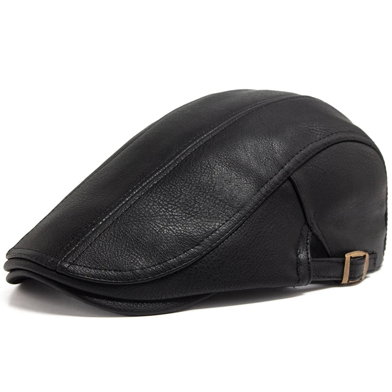 Men's Faux Leather Flat Cap