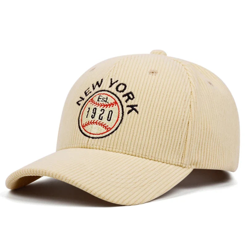 Embroidered Ribbed Baseball Cap