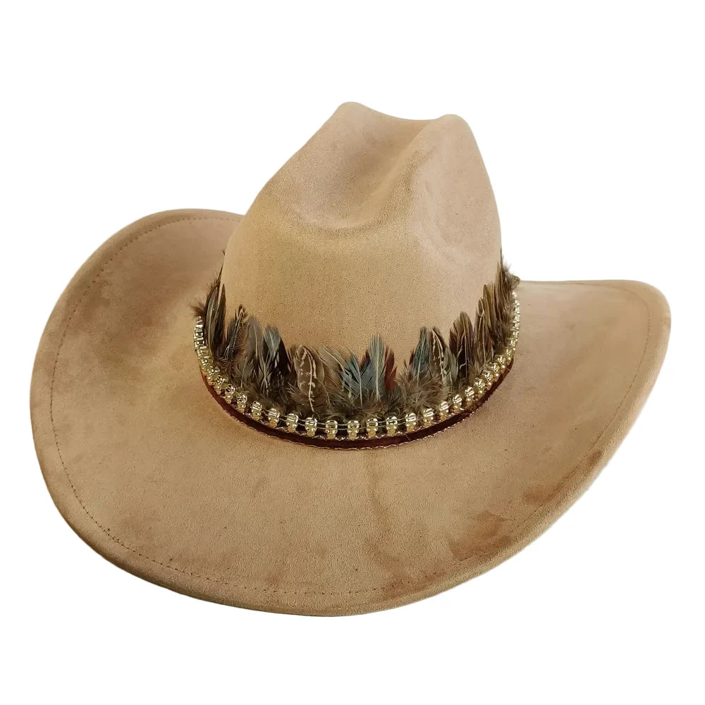 Felt Cowboy Hat with Feather Band