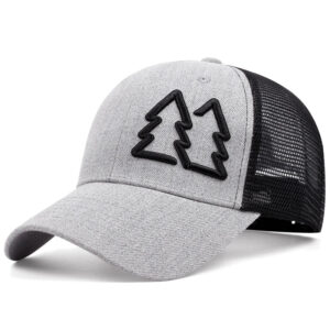 Adjustable Trucker Hat with Embroidered Trees