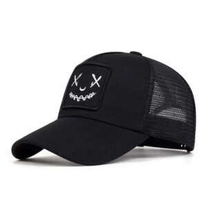 Embroidered Smiley Trucker Hat